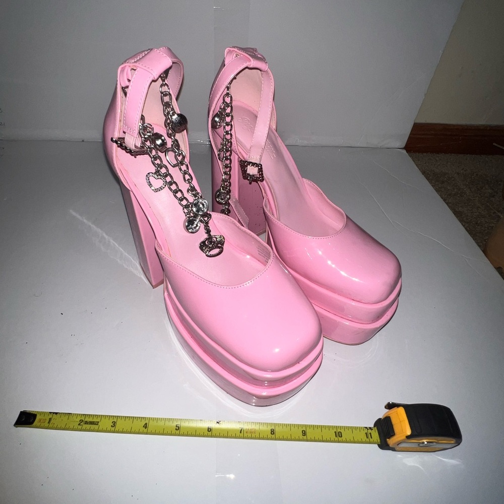 Pink Platform Heels with Chain Detail